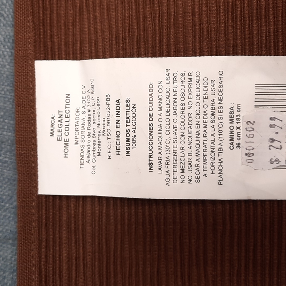Brown Woven Table Runner Kitchen Island Countertop Coffee 72" Neutral Cotton - Picture 3 of 3